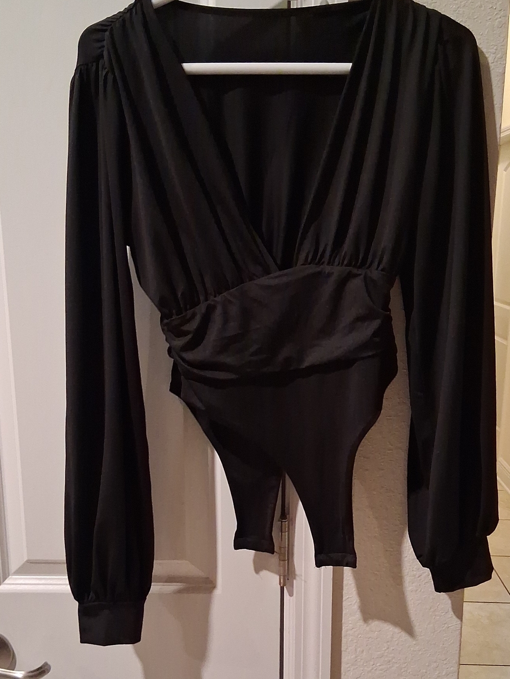 Black Long-Sleeve Surplice Bodysuit - Women Intimates & Sleepwear